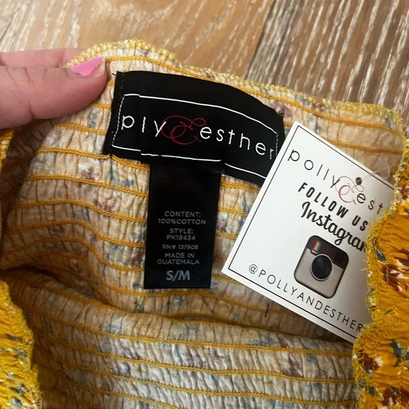 NWT! Polly and Esther yellow floral tube top - Picture 3 of 4